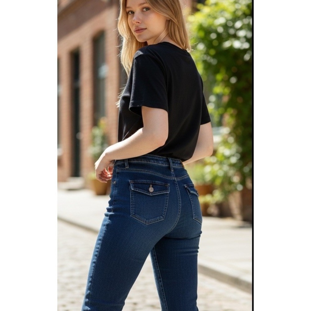 KanCan High Rise Flare Jeans Women's 11/29 Blue Stretch Trouser Denim Retro 90s